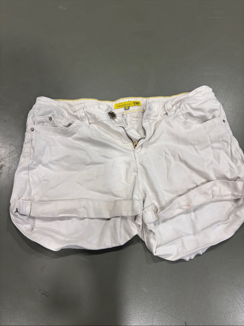 YMI White Roll-Cuff Jean Shorts